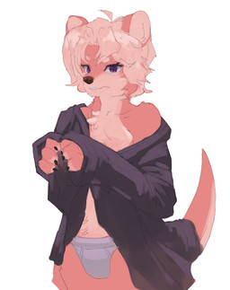 anthro clothing femboy male purple_eyes robe solo tired underwear corablue nova_(otterlynova) mammal mustelid otter