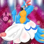 anthro balls beak big_balls big_butt big_penis blue_body butt feathers genitals huge_balls huge_butt huge_penis huge_thighs humanoid_genitalia humanoid_penis hyper hyper_balls hyper_genitalia hyper_penis male penis pole solo thick_thighs vein veiny_penis yellow_eyes lewdchuu_(artist) breath_of_the_wild nintendo the_legend_of_zelda kass_(tloz) avian bird hi_res