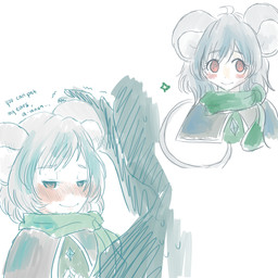 big_ears blush clothed clothing duo female happy naughty_face petting simple_background smile solo_focus text white_background unknown_artist touhou anon nazrin animal_humanoid humanoid mammal mammal_humanoid mouse mouse_humanoid murid murid_humanoid murine murine_humanoid rodent rodent_humanoid 1:1 2016 digital_media_(artwork) english_text
