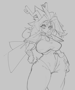 anthro antlers big_breasts breasts camel_toe clothed clothing eyelashes female floppy_ears front_view hair hip_tuft horn jewelry leotard long_ears looking_at_viewer lop_ears nipple_outline pendant shoulder_guards simple_background solo standing thick_thighs tuft wide_hips lys_ndsf pseudoregalia sybil_(pseudoregalia) bovid caprine felid feline goat hybrid jackalope lagomorph leporid mammal rabbit 2023 digital_drawing_(artwork) digital_media_(artwork) hi_res monochrome sketch