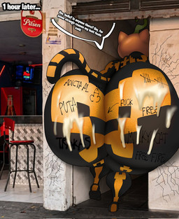 anthro big_butt black_body bodily_fluids body_writing butt cum cum_in_ass cum_inside female genital_fluids huge_butt photo_background solo tail text thick_thighs writing_on_butt crowundeadcat a_chance_encounter epic_games fortnite spice_(fortnite) domestic_cat felid feline felis mammal english_text hi_res meme mixed_media photography_(artwork) spanish_text