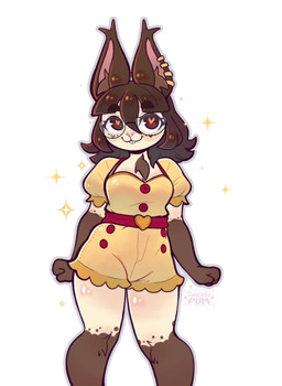 anthro big_ears big_eyes brown_body brown_hair buckteeth chest_tuft clothing ear_piercing ear_tuft ears_up eyewear female glasses hair inner_ear_fluff piercing rabbit_ears short_hair smile solo standing teeth tuft white_body yellow_body gleicinha_pum animal_humanoid humanoid lagomorph lagomorph_humanoid leporid leporid_humanoid mammal mammal_humanoid rabbit rabbit_humanoid absurd_res digital_media_(artwork) hi_res