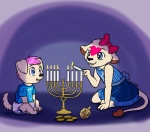 ageplay anthro baby black_nose blue_eyes candle clean_diaper clothed clothing diaper dreidel duo female fire fur hair hanukkah_gelt happy heart_symbol hexagram holidays infantilism male menorah open_mouth pink_hair religion roleplay simple_background sitting smile symbol tan_body tan_fur wearing_diaper young young_anthro babystar hanukkah judaism canid canine felid lion mammal pantherine 2013 digital_media_(artwork)