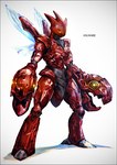 2022 anthro artist_name black_body black_border blue_wings border full-length_portrait generation_2_pokemon ksuwabe machine multicolored_body multicolored_wings nintendo pokemon pokemon_(species) portrait red_body red_wings robot scizor shadow simple_background solo standing white_background wings