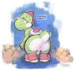 anus backsack balls boots butt clothing flower footwear genitals looking_back male plant sad shell shoes simple_background wiggling_ass wiggling_hips halo-pano mario_bros nintendo yoshi