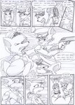 angry anthro black_and_white bottomwear canid canine canis clothing clothing_pull comic dialogue door electronics english_text face_mask fox fur gesture group gun hair hand_gesture hands_on_arms kitfox-crimson long_hair looking_at_another looking_at_partner male mammal mind_control monochrome multicolored_body multicolored_fur pants pockets pointing pointing_gun police police_hat police_uniform ranged_weapon realization restrained scared sketch speech_bubble stolen_generation television text two_tone_body two_tone_fur uniform weapon worried worried_look