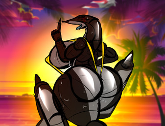 aircraft anthro beach bikini butt clothing curvy_figure female living_aircraft living_machine living_vehicle machine mature_female mechanicalstage seaside sling_bikini solo sunset swimwear tongue tongue_out vehicle voluptuous wet wet_body zephyr_(a12)