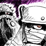 armor bandage duo looking_at_viewer male not_furry pirate irritatingsonata klaymoor capcom mega_man_(series) mega_man_(character) 1:1 bust_portrait grandfathered_content low_res portrait sketch