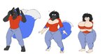 anthro anthro_to_human barefoot basic_sequence big_breasts black_hair blue_body blue_fur bottomwear breast_growth breasts clothing crossed_arms eyewear feet female fur gender_transformation glasses growth hair linear_sequence male mtf_transformation pants red_clothing red_shirt red_topwear shirt short_stack shrinking simple_background size_transformation smile solo species_transformation standing three_frame_sequence topwear transformation transformation_sequence white_background robertge desmond_fallout human mammal mephitid skunk 2019 digital_media_(artwork) hi_res sequence