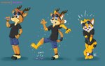 anthro bottomless clothed clothing drinking male poison potion shy solo transformation transformation_potion transformation_sequence katxfish katxlogan deer domestic_cat felid feline felis mammal absurd_res hi_res