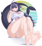 5_toes bodily_fluids clothing collar eyebrows eyelashes feet female genital_fluids hair humanoid_feet long_hair looking_at_viewer plantigrade soles solo toes tongue tongue_out vaginal_fluids weelzelu vtuber shylily animal_humanoid cetacean cetacean_humanoid humanoid mammal marine marine_humanoid orca_humanoid 2024 absurd_res digital_media_(artwork) hi_res