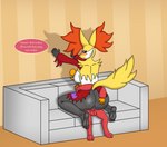 2019 afc age_difference anthro balls_deep breasts colored daphne_(afc) delphox dialogue duo eyes_closed female female_on_top generation_5_pokemon generation_6_pokemon hi_res holding_waist male male/female markings mature_female mienfoo mole_(marking) mother-in-law nintendo on_top penetration pokemon pokemon_(species) sex vaginal vaginal_penetration