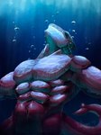 abs anthro barazoku biceps big_muscles bubble fangs fin male muscular muscular_anthro muscular_male pecs simple_background solo tail tail_fin teeth underwater water kemonohenry mythology dragon fish hybrid marine mythological_creature mythological_scalie scalie shark werecreature werefish wereshark hi_res