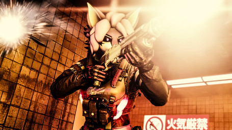 anthro black_sclera female fur gun muzzle_flash purple_body purple_eyes purple_fur ranged_weapon shooting shotgun solo weapon heresy_sfm domi_3d_(modeler) warfaremachine_(modeler) violette_(heresy_sfm) canid canine fox mammal 16:9 3d_(artwork) digital_media_(artwork) widescreen