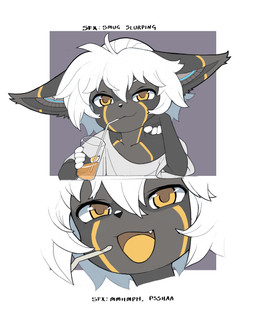 2_panel_comic 5_fingers anthro black_nose black_text border claws clothing container cup cute_fangs dipstick_ears drinking drinking_glass drinking_straw ear_markings fangs female finger_claws fingerpads fingers fur glass glass_container glass_cup grey_background grey_body grey_fur hair machine multicolored_body multicolored_ears multicolored_fur open_mouth oversized_clothing oversized_shirt oversized_topwear pawpads shirt shortstack shortstack_female simple_background slurping smile smug smug_expression smug_face smug_grin smug_slurping solo sound_effects teeth text tongue topwear white_background white_body white_border white_clothing white_fingers white_fur white_hair white_shirt white_topwear yellow_body yellow_eyes yellow_fur yellow_pawpads yellow_tongue foxmode jahy_sama_wa_kujikenai warning_(fluff-kevlar) android felid feline mammal robot 2024 comic english_text hi_res meme
