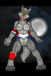 4_toes 5_fingers after_transformation angry anthro bare_shoulders barefoot big_breasts black_body black_claws black_fur black_nose bottomless breasts choker claws clothed clothing crescent_moon detailed_background digitigrade ears_up eyelashes fangs feet female fingers fluffy fluffy_tail front_view full_moon fur genitals grey_body grey_fur huge_breasts jewelry long_tail looking_at_viewer mental_transformation moon mostly_nude necklace night nipple_outline no_pupils open_mouth paws photo_background pubes pussy sailor_uniform snout solo species_transformation spread_legs spreading standing tail teeth thick_thighs toe_claws toes tongue topless torn_clothing transformation yellow_eyes ivanks mythology sailor_moon_(series) sailor_moon_(character) usagi_tsukino canid canine canis mammal mythological_canine mythological_creature were werecanid werecanine werewolf wolf alpha_channel photography_(artwork)