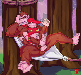 5_toes balls barefoot bodily_fluids bottomless clothed clothing cum duo erection feet foot_fetish foot_play footjob genital_fluids genitals hammock hat headgear headwear male male/male muscular muscular_male nipples opposable_toe orgasm pecs penile penis prehensile_feet prehensile_footjob pubes sex toes two-footed_footjob young delicatessen donkey_kong_(series) nintendo diddy_kong donkey_kong_(character) ape gorilla haplorhine mammal monkey primate 2014 digital_media_(artwork) signature incest_(lore) nephew_(lore) parent_(lore) uncle_(lore) uncle_and_nephew_(lore)