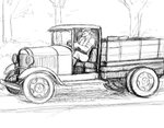 2021 anthro car cat_knight domestic_cat driving felid feline felis hi_res hladilnik inside_car mammal monochrome sketch truck_(vehicle) vehicle