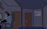 anthro bed bedroom black_body black_eyebrows black_fur black_hair black_nose blue_bottomwear blue_clothing blue_shirt blue_shorts blue_text blue_topwear book bottomwear chair clothed clothed_anthro clothed_male clothing computer denim denim_bottomwear denim_clothing desk door ear_piercing electronics eyebrows fur furniture gloves hair handwear hug inside intraspecies male male_anthro midriff monitor mouth_closed multicolored_body multicolored_fur obese obese_anthro obese_male office_chair overweight overweight_anthro overweight_male pants piercing poster shelf shirt short_hair shorts sitting snout solo standing t-shirt table tan_body tan_fur text topwear two_tone_body two_tone_fur white_clothing white_gloves white_handwear amugea disney goof_troop pj_(goof_troop) canid canine canis domestic_dog mammal absurd_res english_text hi_res
