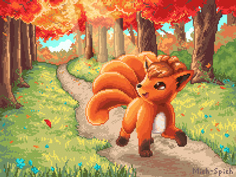 ambiguous_gender feral flower grass multi_tail plant quadruped solo tail tree mich-spich cc-by-nc-nd creative_commons nintendo pokemon generation_1_pokemon pokemon_(species) vulpix 4:3 animated animated_gif digital_media_(artwork) pixel_(artwork) pixel_animation short_playtime