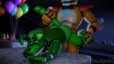 anal anal_penetration anthro anthro_on_anthro anthro_penetrated anthro_penetrating anthro_penetrating_anthro ball_slap balloon balls balls_deep balls_touching big_penis bodily_fluids bow_tie butt clothing collar cum cum_in_ass cum_inside doggystyle duo ejaculation fingers from_behind_position furniture genital_fluids genitals hand_on_table hand_on_tail hat headgear headwear humanoid_genitalia humanoid_penis inflatable leg_grab looking_pleasured machine male male/male male_penetrated male_penetrating male_penetrating_male multiple_angles party_hat penetration penile penile_penetration penis penis_in_ass rear_view sex slap spiked_collar spikes table tail tail_grab thrusting sfmmations five_nights_at_freddy's five_nights_at_freddy's:_security_breach scottgames steel_wool_studios fan_character glamrock_freddy animatronic bear canid canine canis domestic_dog mammal robot 16:9 2022 3d_(artwork) 3d_animation animated digital_media_(artwork) long_playtime no_sound source_filmmaker_(artwork) video widescreen