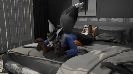 ambiguous_gender anthro bdsm bed bedding bedroom blindfold detailed_background duo furniture laugh nightstand restraints tickle_fetish tickle_torture tickling canid canine fox mammal 16:9 animated hi_res high_framerate huge_filesize long_playtime no_sound video widescreen