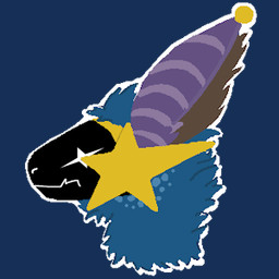 blue_body blue_fur fluffy fur inner_ear_fluff machine markings purple_ears spots spotted_markings star tuft sillysleepyguy protogen 1:1 alpha_channel headshot_portrait low_res portrait male_(lore)