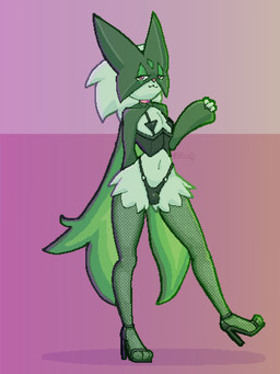 3_fingers 3_toes :3 anthro bulge cape choker clothing corset feet femboy fingers fishnet_clothing fishnet_legwear footwear green_body high_heels jewelry legwear lidded_eyes lingerie long_sleeves male mask navel necklace rimlight shoes simple_background skinny solo stockings toes topwear selfdestructking nintendo pokemon felid generation_9_pokemon mammal meowscarada pokemon_(species) 3:4 absurd_res digital_media_(artwork) full-length_portrait hi_res pixel_(artwork) portrait