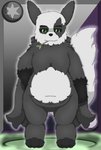 3_toes anthro black_body black_fur black_sclera feet fluffy fur green_eyes grey_body grey_fur looking_at_viewer male markings neck_tuft slightly_chubby solo standing tail toes tuft white_body white_fur darknetic nintendo pokemon ray_the_pangoose generation_3_pokemon generation_6_pokemon hybrid hybrid_pokemon pangoro pokemon_(species) zangoose absurd_res hi_res