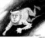 2016 anthro black_and_white creepy donald_trump frill_(anatomy) membrane_(anatomy) membranous_frill monochrome nightmare_fuel nude petar_pismestrovic simple_background solo swimming text the_shape_of_water underwater unknown_species url water what where_is_your_god_now white_background why