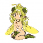 1:1 animal_humanoid antennae_(anatomy) arthropod arthropod_humanoid breasts female fly_(animal) humanoid insect insect_humanoid kneeling low_res nipples nude pukao simple_background sings sitting solo white_background