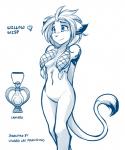 2019 adobe_photoshop_(artwork) anthro blue_and_white braided_hair breasts casual_nudity conditional_dnp convenient_censorship digital_media_(artwork) english_text featureless_crotch felid feline female fur hair hair_covering_breasts hands_behind_back hi_res keidran lamp lantern mammal markings monochrome navel nude pigtails simple_background sketch small_breasts smile solo text tom_fischbach twokinds white_background willow_wisp