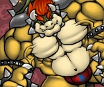 2_horns anthro barazoku biped bulge claws clothed clothing collar fangs hair horn looking_at_viewer male muscular muscular_anthro muscular_male red_hair skimpy solo spikes standing teeth thong underwear tkc2021 mario_bros nintendo bowser koopa scalie 6:5