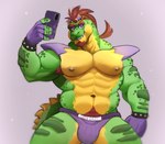 anthro balls blush bulge clothed clothing genitals green_body hair jockstrap jockstrap_only machine male mirror mirror_selfie mohawk muscular muscular_male nipple_piercing nipples nude pecs penis piercing red_hair scales selfie solo tail teeth topless underwear underwear_only giga_m five_nights_at_freddy's five_nights_at_freddy's:_security_breach scottgames steel_wool_studios montgomery_gator alligator alligatorid animatronic crocodile crocodilian humanoid reptile robot scalie absurd_res digital_media_(artwork) hi_res