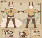 anthro beverage biped brown_body brown_fur closed_smile clothed clothing coffee food front_view fruit fur hair inner_ear_fluff looking_at_viewer male mouth_closed orange_eyes plant rear_view simple_background smile solo standing strawberry text tuft white_body white_fur divucup divu_(divucup) domestic_cat felid feline felis mammal absurd_res hi_res model_sheet