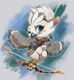3_toes accessory anthro arrow_in_mouth avian_feet beak blue_eyes blush bottomless bottomless_anthro bottomless_male bow_(weapon) bubble_butt butt claws clothed clothing feather_in_hair feathers feet flying foot_focus grey_body grey_feathers hair hair_accessory holding_object holding_weapon kerchief looking_at_viewer looking_back looking_back_at_viewer loose_feather male multicolored_body multicolored_feathers neckerchief neckwear one_eye_closed partially_clothed partially_clothed_anthro partially_clothed_male pose presenting presenting_hindquarters quiver_(object) raised_clothing raised_topwear ranged_weapon scarf seductive shirt smile smiling_at_viewer solo toe_claws toes topwear tunic weapon white_body white_feathers winged_arms wings wink winking_at_viewer young young_anthro young_male lkiws nintendo tears_of_the_kingdom the_legend_of_zelda tulin_(tloz) avian rito hi_res pinup