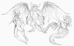 anthro blue_eyes breasts claws featureless_breasts featureless_crotch female group heart_symbol horn membrane_(anatomy) membranous_wings nude open_mouth scales spines tail teeth tongue trio wings isvoc capcom european_mythology monster_hunter mythology dragon elder_dragon fanged_wyvern kulve_taroth mythological_creature mythological_scalie nergigante scalie tobi-kadachi western_dragon wingless_dragon 2022 digital_media_(artwork) hi_res