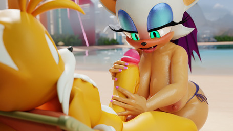anthro back_wings beach beach_chair big_breasts big_penis bikini bikini_bottom bikini_bottom_only blue_eyeshadow blush breasts clothed clothing colored_nails countershading detailed_background duo eyelashes eyeshadow fangs female fingernails fur genitals glistening glistening_body glistening_skin green_eyes hair hairless_body hand_on_penis handjob huge_penis imminent_fellatio imminent_oral light_body light_skin looking_at_genitalia looking_at_penis lounging makeup male male/female membrane_(anatomy) membranous_wings nails nipples nude_anthro nude_male open_mouth orange_body orange_fur penile penis pink_fingernails pink_nail_polish pink_nails purple_bikini purple_bikini_bottom purple_clothing purple_swimwear sex swimwear teeth tongue tongue_out topless topless_anthro topless_female two-piece_swimsuit vein veiny_penis water white_body white_countershading white_fur white_hair wings lpyro9 lazza_(modeler) nottanj_(modeler) sega sonic_the_hedgehog_(series) miles_prower rouge_the_bat bat canid canine fox mammal 16:9 2024 3d_(artwork) absurd_res digital_media_(artwork) hi_res widescreen
