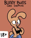 5:6 anthro bra bunny_buns_(violetghost) butt clothing comic cover cover_art cover_page cross-eyed english_text female hi_res lagomorph leporid mammal rabbit solo sports_bra text tight_clothing touching_own_breast underwear violetghost