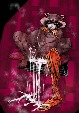 after_sex bodily_fluids brown_body brown_fur clothed clothing cum cum_in_ass cum_inflation cum_inside cum_on_face cum_on_ground digit_ring excessive_cum excessive_genital_fluids feet fur genital_fluids half-closed_eyes inflation jewelry leaking_cum looking_at_viewer looking_pleasured male narrowed_eyes partially_clothed pattern_background ring simple_background solo steam sweat toe_ring toes concosive guardians_of_the_galaxy marvel rocket_raccoon mammal procyonid raccoon hi_res