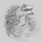 ambiguous_gender anthro fur grey_background grey_body grey_fur grey_hair hair markings nude open_mouth simple_background solo teeth white_body white_fur white_hair yellow_eyes yellow_sclera kiguri sergal 2015 hi_res