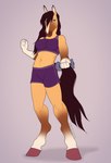 5_fingers anthro breasts clothed clothing female fingers green_eyes hooves midriff navel solo standing senimasan equid equine horse mammal 2022 digital_media_(artwork) hi_res