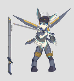3_fingers 4_ears :< ambiguous_anthro ambiguous_gender anthro armor arms_bent armwear biped blue_eyes blue_markings breastplate clothed clothed_ambiguous clothed_anthro clothing facial_tuft feather_markings feathers featureless_crotch fingers front_view furgonomic_headwear furgonomics futuristic_armor glistening glistening_eyes grey_body grey_feathers grey_sclera grey_wings headgear helmet holding_melee_weapon holding_object holding_sword holding_weapon legwear looking_at_object markings mechanical_wings melee_weapon mouth_closed multi_ear multicolored_body multicolored_feathers multicolored_wings noseless pupils solo standing sword text tuft weapon white_body white_feathers winged_arms wings haimood avali avian 2022 artist_name digital_drawing_(artwork) digital_media_(artwork) full-length_portrait hi_res portrait shaded