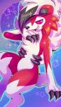 ambiguous_gender anthro bokeh fur hair looking_at_viewer solo sparkles sparkling_body sparkling_claws sparkling_fur sparkling_hair star_bokeh y2k_(graphic_design) flufflix nintendo pokemon canid canine generation_7_pokemon lycanroc mammal midnight_lycanroc pokemon_(species) absurd_res colorful_theme hi_res