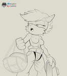 anthro armor bodily_fluids bottomwear breasts breath clothed clothing female headgear helmet low-angle_view military_gear nipples panting pants solo sweat topless worm's-eye_view fours_(artist) sega sonic_the_hedgehog_(series) erma_ermine mammal mustelid musteline stoat true_musteline weasel hi_res