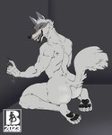 anthro black_lips butt canid canine canis claws death_(puss_in_boots) dreamworks lips male mammal mr.brapion muscular nude open_mouth pawpads puss_in_boots_(dreamworks) sharp_teeth shirtless_male solo tail teeth teeth_showing teratophilia wolf