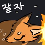 emoji eyes_closed female feral fire sleeping solo text yuumisocute palworld pocketpair lyric canid canine fox foxparks mammal pal_(species) 1:1 korean_text low_res translated