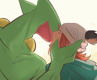 anthro beanie bodily_fluids caressing caressing_face caressing_head clothing crying duo french_kissing hair hand_on_face hat headgear headwear hoodie interspecies kissing larger_male long_hair male male/male one_eye_closed passionate_kiss romantic romantic_couple sad size_difference solo tears topwear laiweitui nintendo pokemon a_mu_(laiweitui) fang_yuan_(laiweitui) pokemon_trainer generation_3_pokemon human mammal pokemon_(species) reptile scalie sceptile hi_res