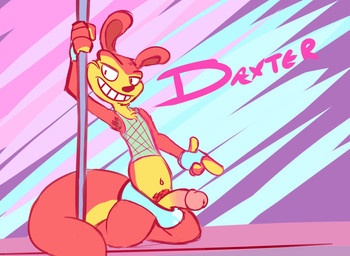 4_fingers abstract_background anthro armpit_hair body_hair clothed clothing dancing erection fingers genitals holding_fixture looking_at_viewer male partially_clothed penis pole pole_dancing solo stripper thong underwear the-alfie-incorporated jak_and_daxter naughty_dog sony_corporation sony_interactive_entertainment daxter mammal mustelid ottsel 2016 absurd_res hi_res