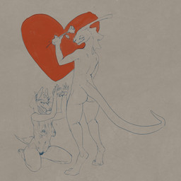 anthro areola bangs biped bodily_fluids breasts claws digitigrade duo ear_piercing ear_ring facial_piercing feet female flower genital_fluids gesture hair heart_gesture heart_symbol holding_flower holding_object kneeling looking_back male male/female male_peeing nipples nose_piercing nose_ring nude open_mouth peeing piercing plant pubes rear_view ring_piercing septum_piercing smile standing toe_claws toes urine watersports flowerdino molniya paris_(flowerdino) canid canine canis dinosaur hadrosaurid jackal mammal ornithischian ornithopod parasaurolophus prehistoric_species reptile scalie 1:1 digital_drawing_(artwork) digital_media_(artwork) hi_res restricted_palette